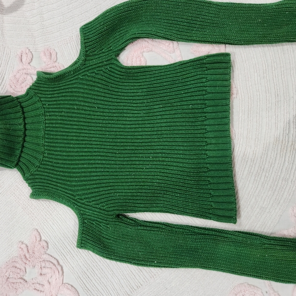 Bardot's Green Turtleneck and Cold Shoulder Sweater - Picture 3 of 8